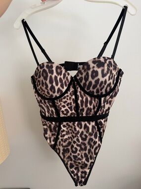 Leopard Print Bustier One-Piece Bodysuit